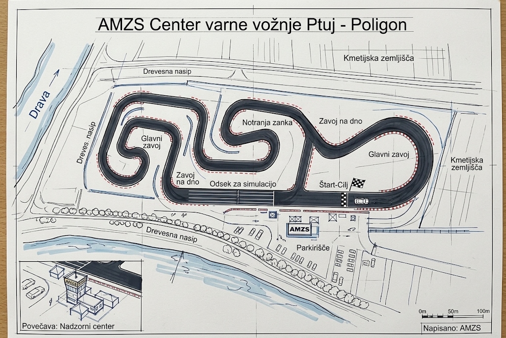 Streckenskizze AMZS Center kartinga